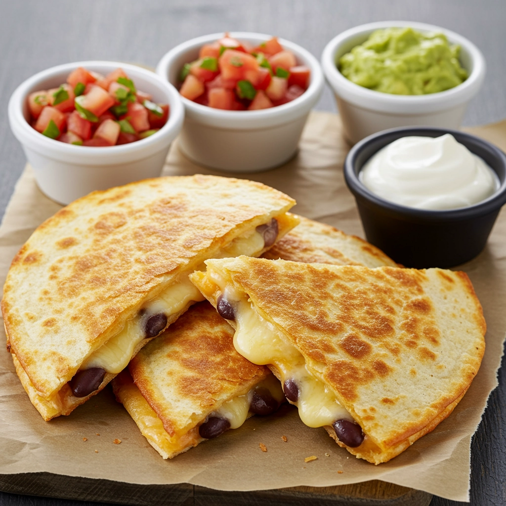 Golden, crispy Quesadillas with cheese and beans