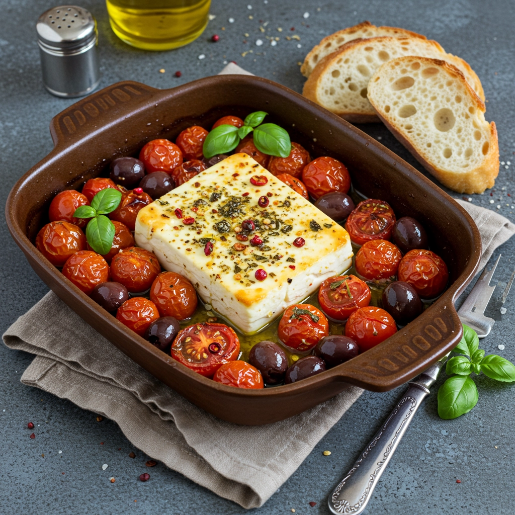 Baked Feta with Cherry Tomatoes and Olives