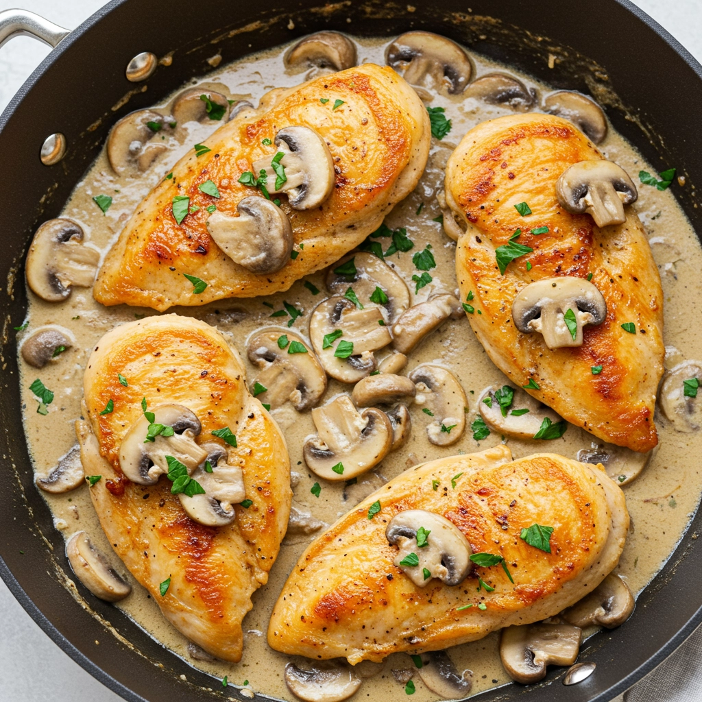 Chicken and Mushroom Wine Sauce