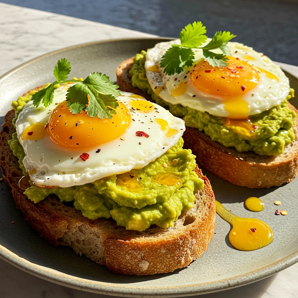 Golden Sunrise Avocado Toast with Honey-Chili Drizzle