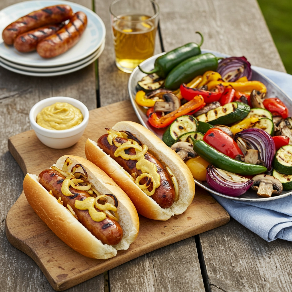Grilled Bratwursts and Spicy Grilled Veggies – BBQ Recipe