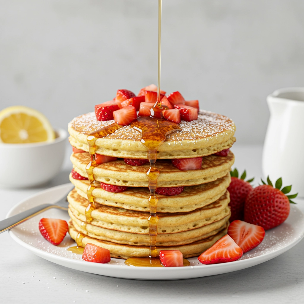 Lemon Ricotta Pancakes with Strawberries