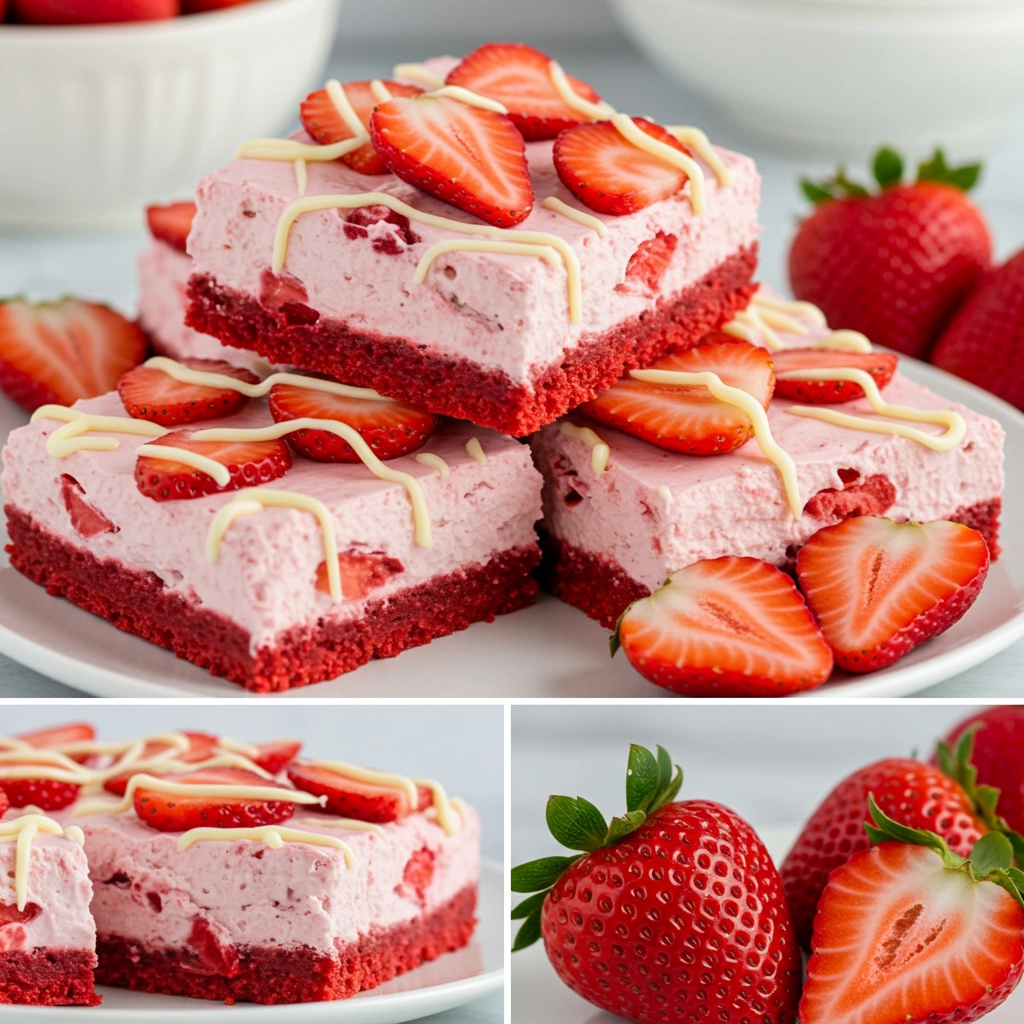 Red Velvet Strawberry Cheesecake Bars