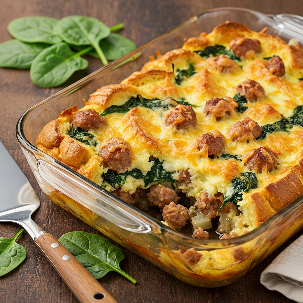 Sausage & Spinach Breakfast Strata