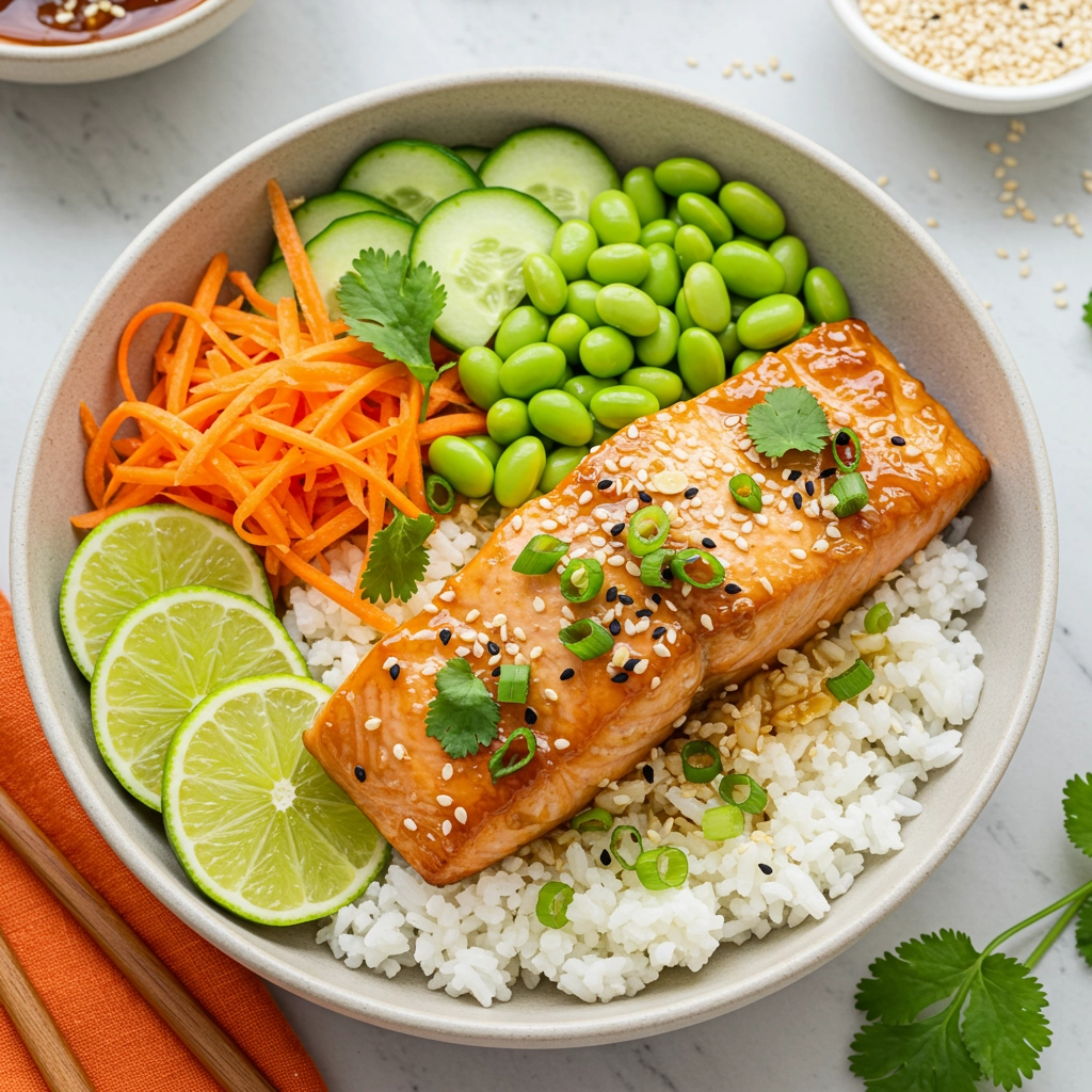 Spicy Honey Garlic Salmon Bowls
