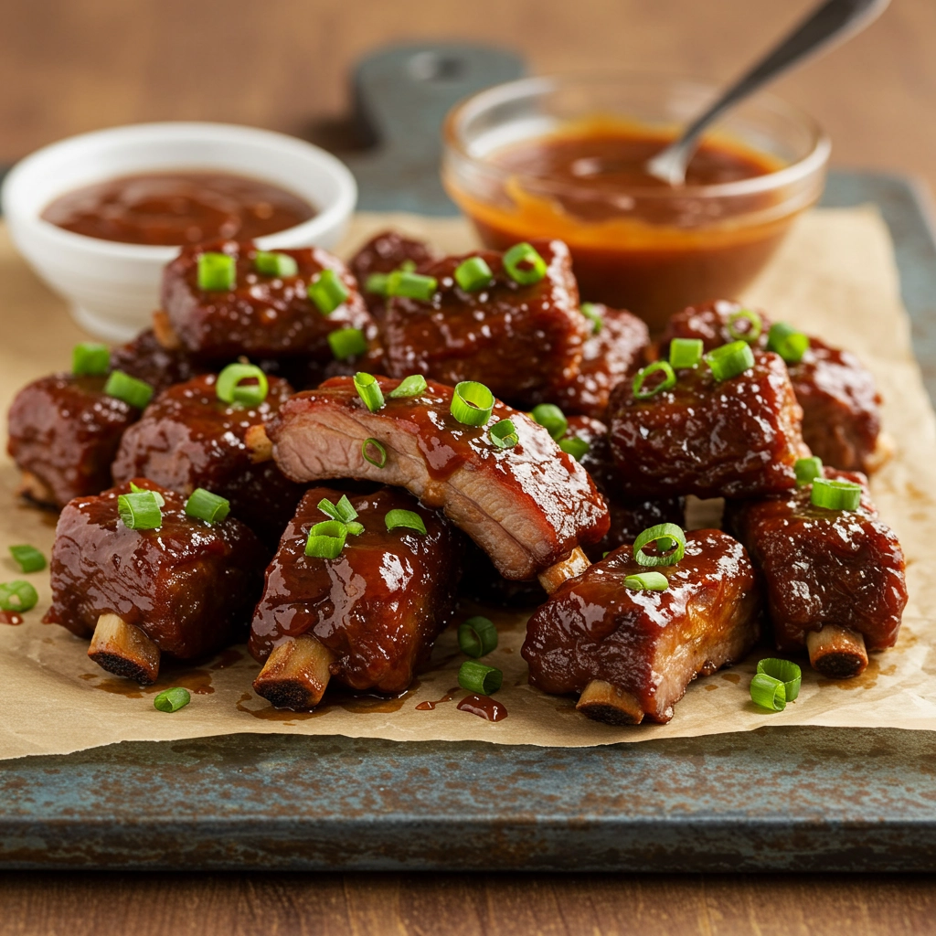 Sticky Garlic Mustard BBQ Rib Bites