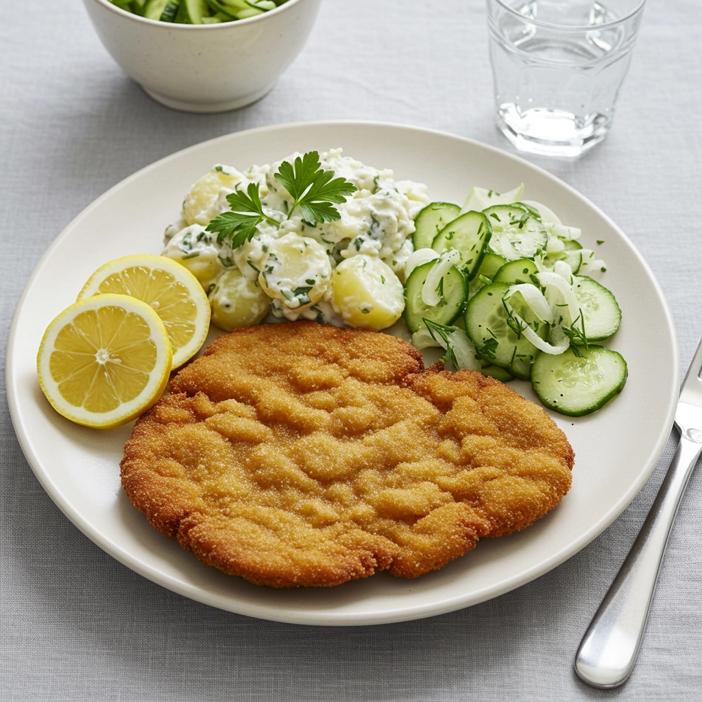 Wiener Schnitzel Recipe – Classic Veal, Potato Salad & Cucumber Salad
