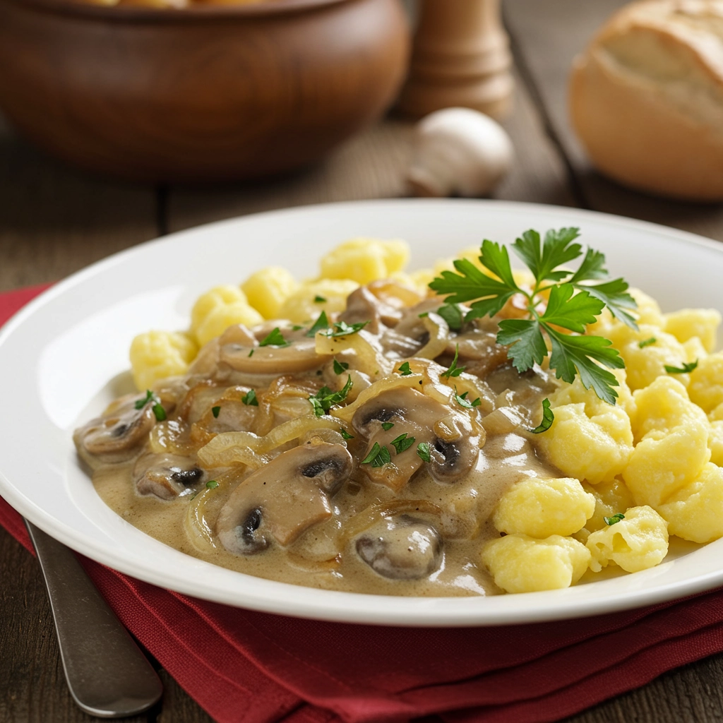 Jägersauce (Traditional German Hunter’s Sauce) – Creamy Mushroom Sauce for Spätzle