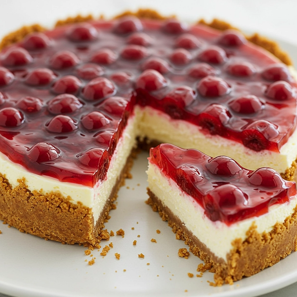 Quick & Creamy Cherry Cheesecake (No Oven Needed) – Easy No-Bake Dessert
