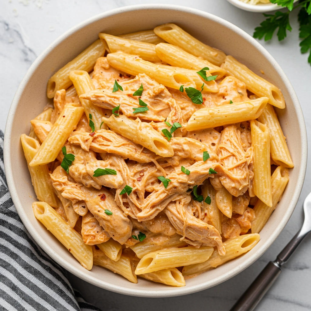 Slow Cooker Cajun Chicken Alfredo Pasta